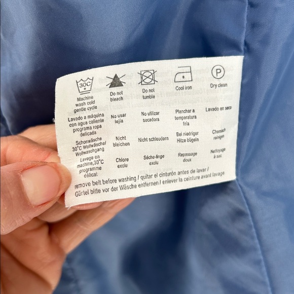 Esprit Blue Trench Coat Womens US 10 Belted Double Breasted Cotton - Picture 9 of 10